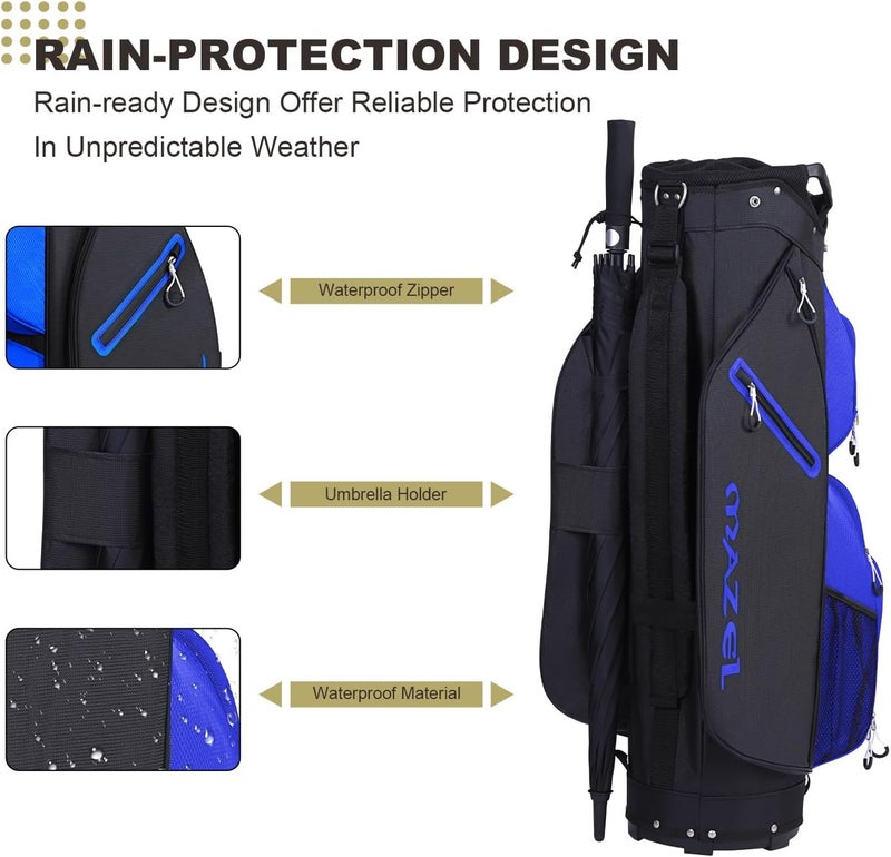 MAZEL Golf Cart Bag with 7-Way Full Length Dividers Top and 9 Pockets,Lightweight Golf Club Bag for Men & Women - Image 4